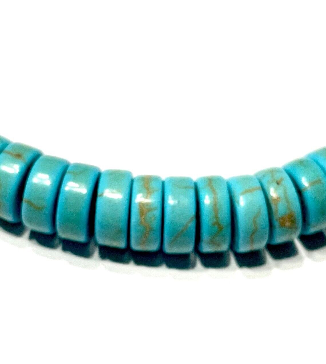 1 strand Flat Round Howlite Turquoise 8mm x3mm Beads (110 pcs)
