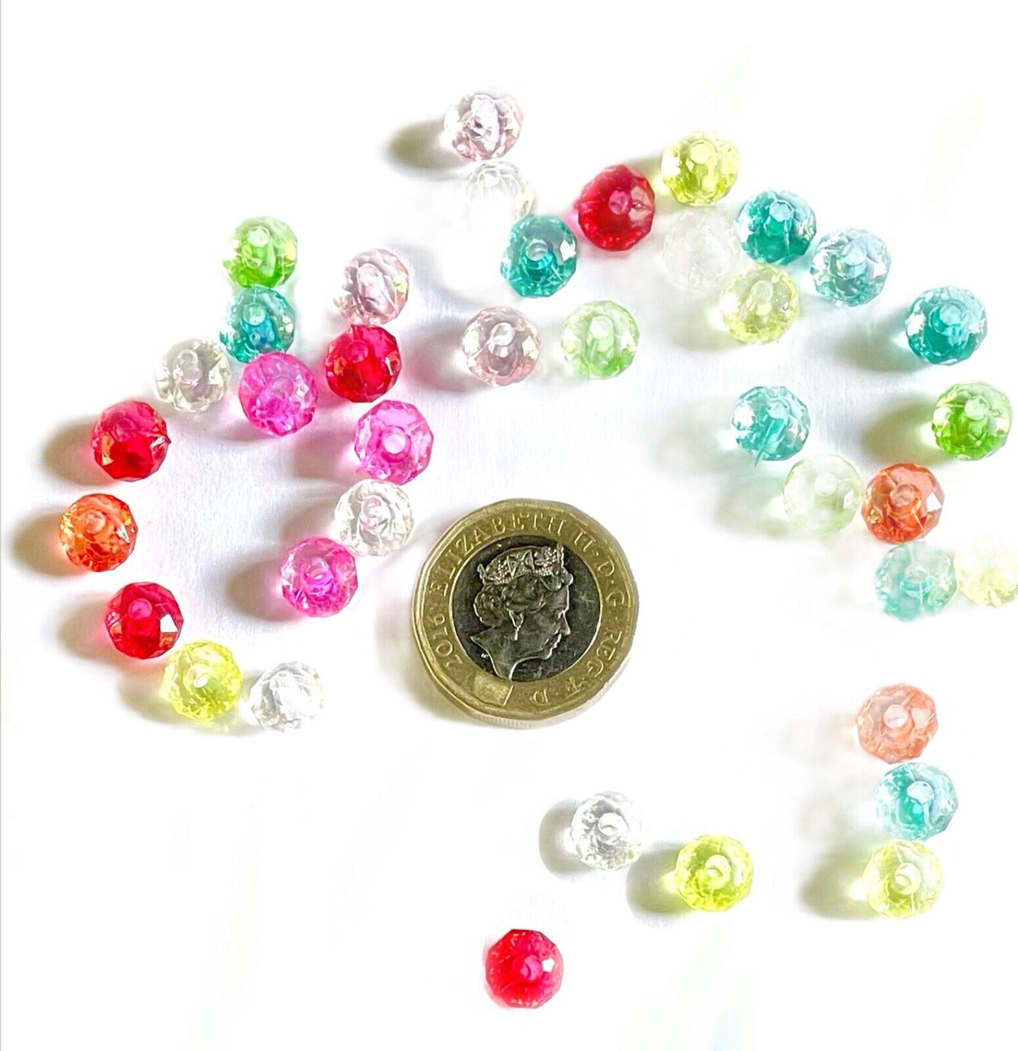 200 pcs Faceted Multicolour Transparent Abacus Style 8mm x 6mm Acrylic Beads