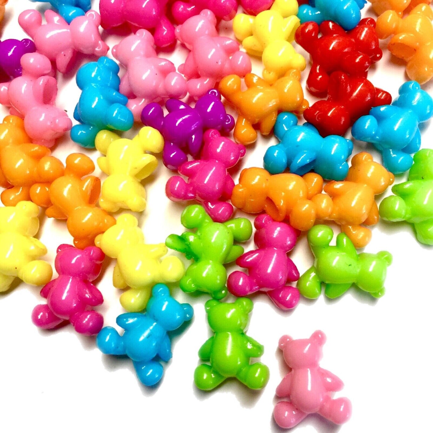 50x Mix Candy Coloured Cute Bear Design Charm13.5mm Acrylic Beads