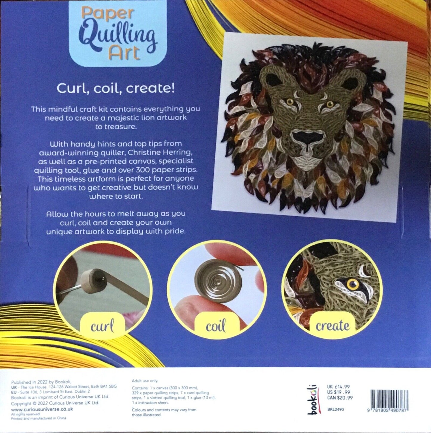 Majestic Lion on Canvas Paper Quilling Art Box Kit