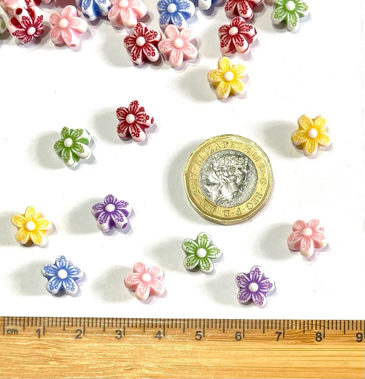 100 pcs Multicolour 10mm Flower Craft Acrylic Beads