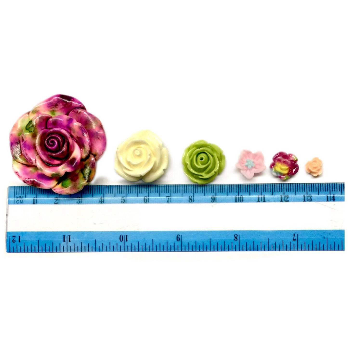 50x Mix Colour Mix Sizes Flat Back Resin Flower Cabochon