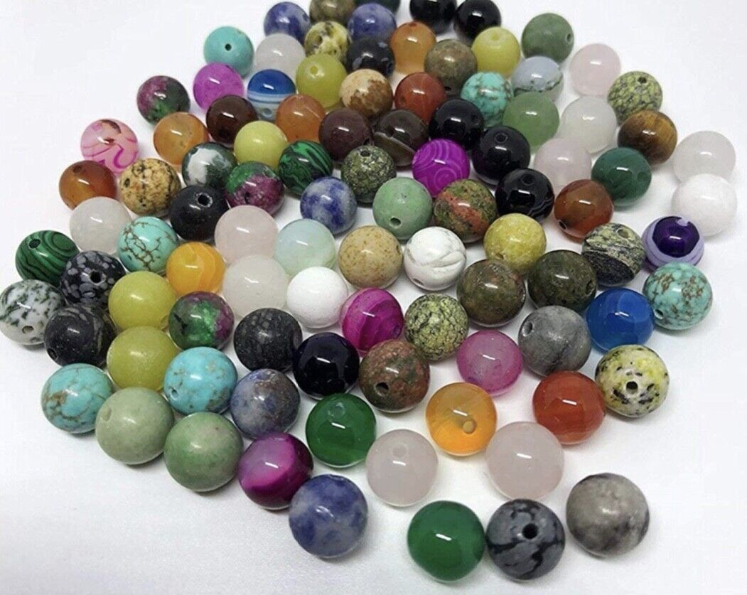 60 pcs Mixed Semi Precious Natural Stone 6mm Loose Beads