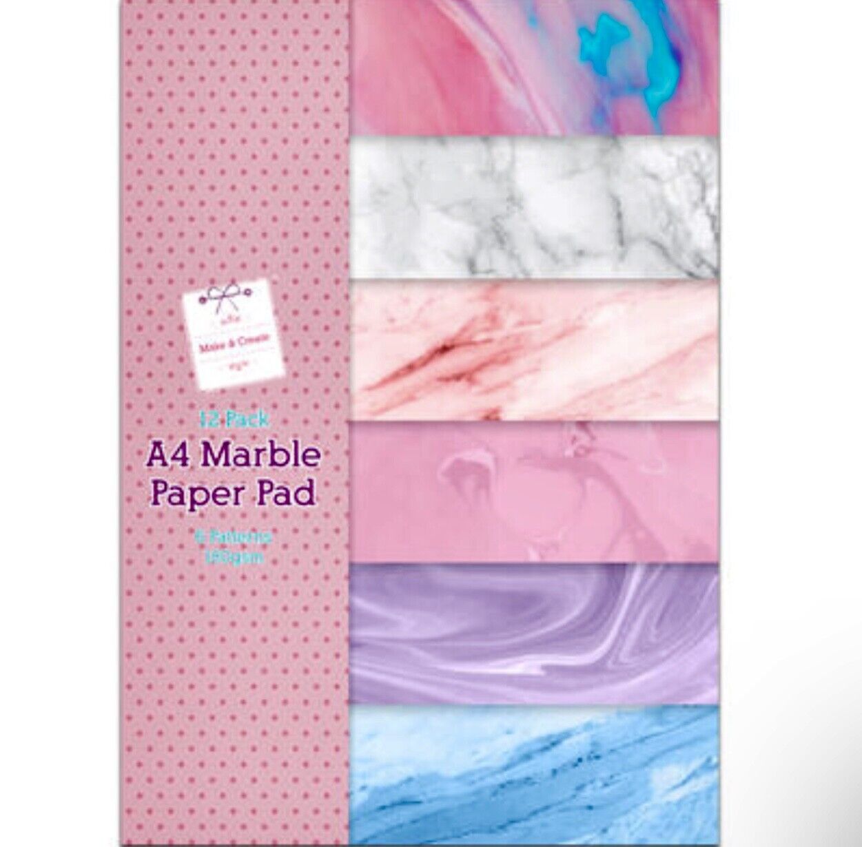 1x Pad (12 pages) A4 Marble 180gsm Design Paper Pad