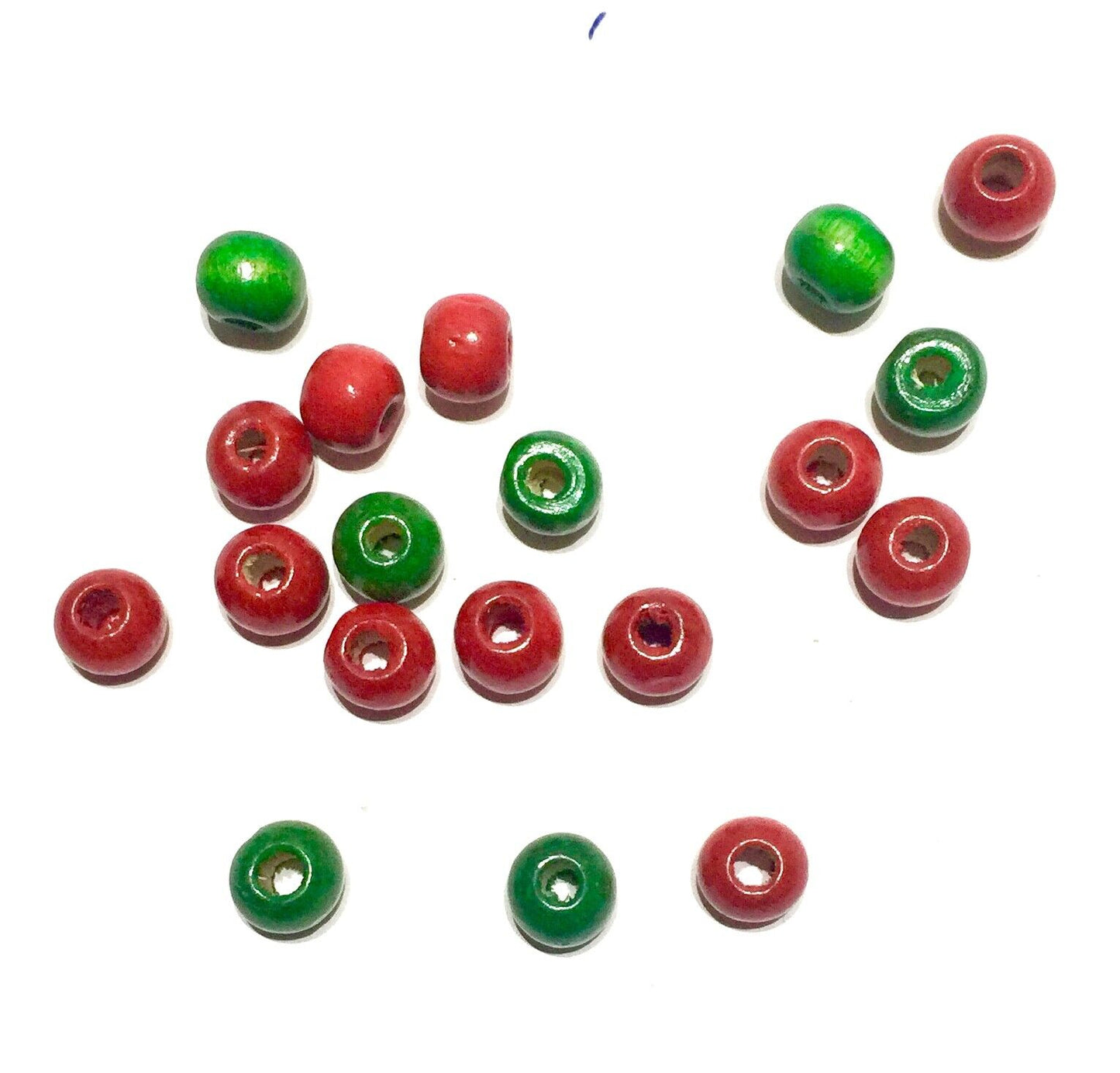 150x Red/Green 8mmx5mm Wood Beads