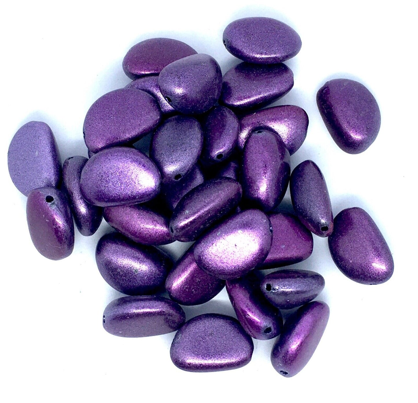 15x Purple Metallic Stone Effect 20mm x 12mm Resin Beads for Jewellery Craft