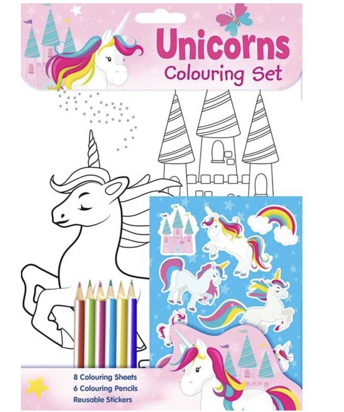 1x Set Unicorn Colouring Book with free 6x Colouring Pencil