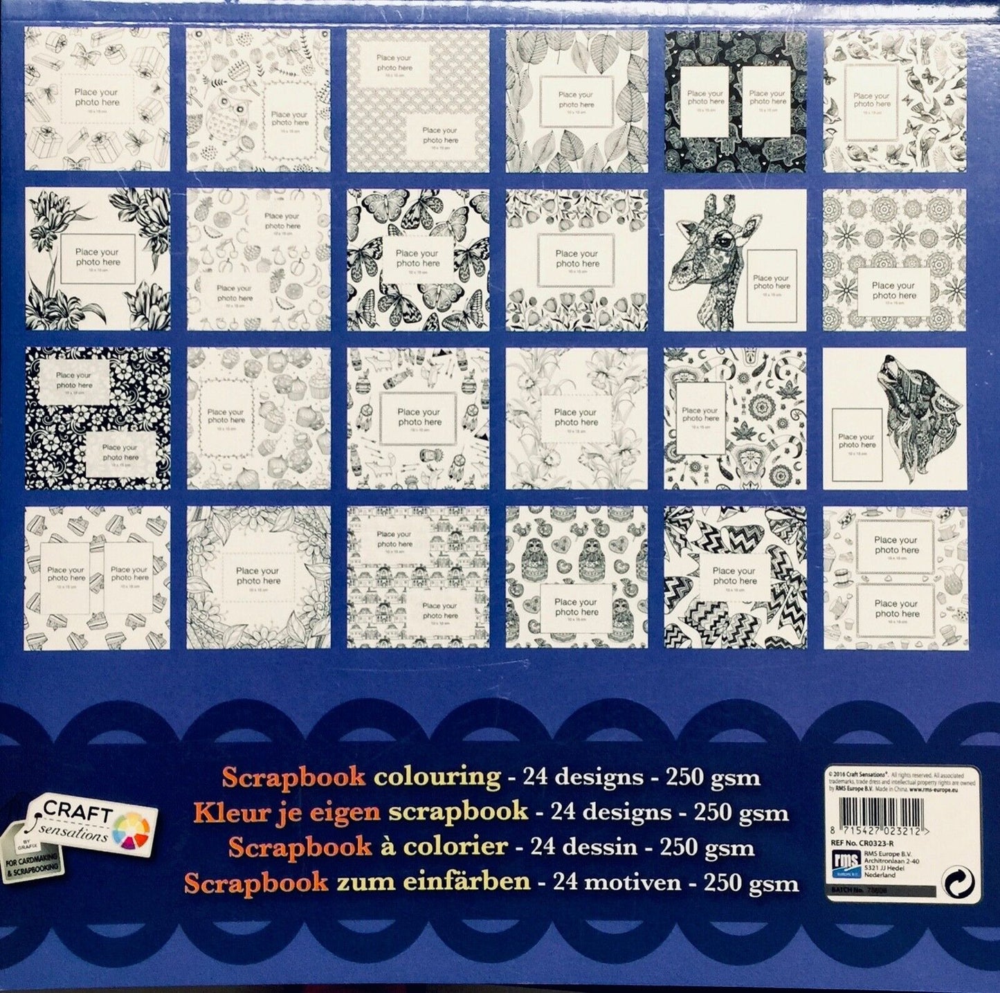 1x ScrapBook 12x12 inch 24 Sheet 250gsm Colouring Pad -Cardmaking & Scrapbooking