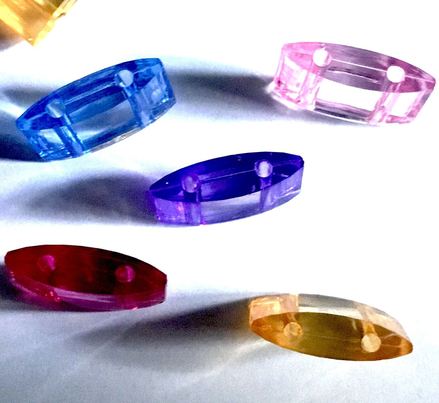 25 pcs Two Hole MultiColour Transparent Crystal Acrylic 17x9mm Carrier Beads
