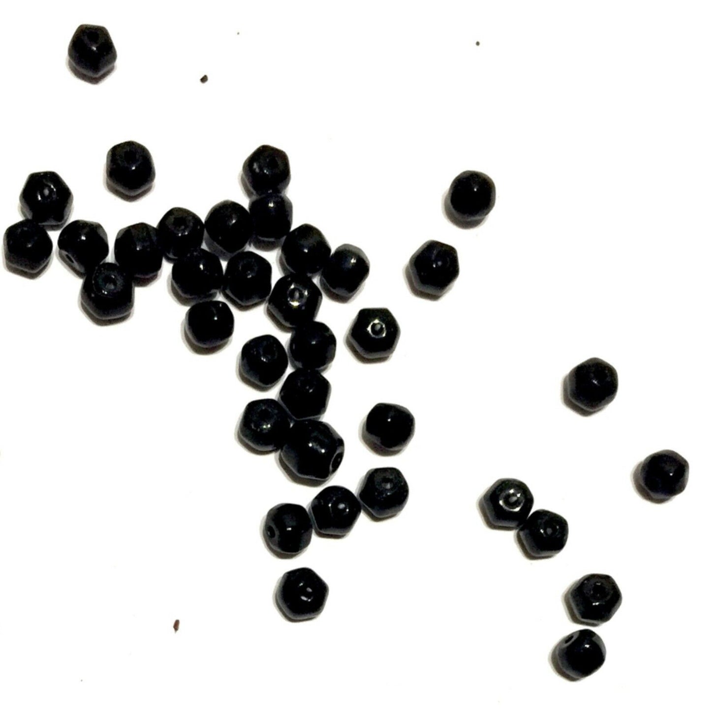 300x Black Hexagonal 4mm Glass Spacer Beads