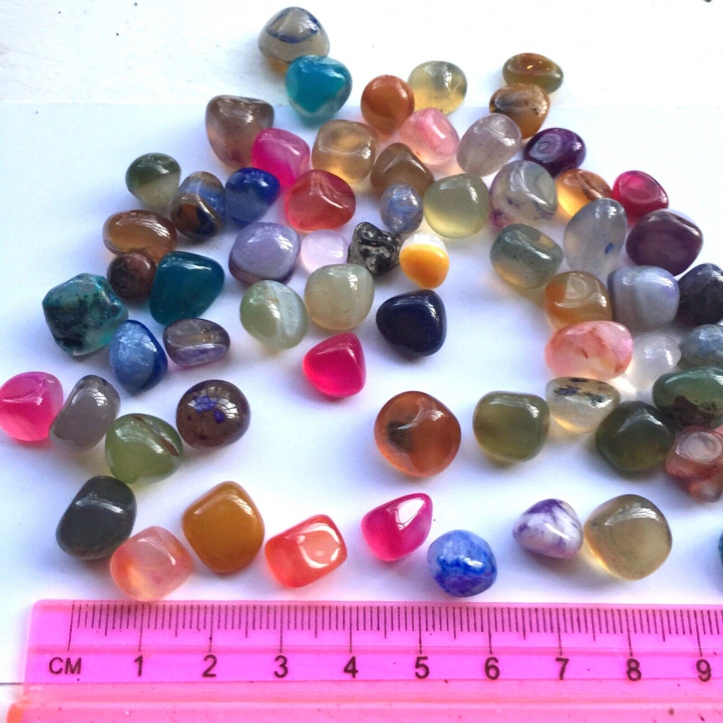26 pcs Multicolour No Hole Natural Semi Precious Agate Quartz Stone Tumble