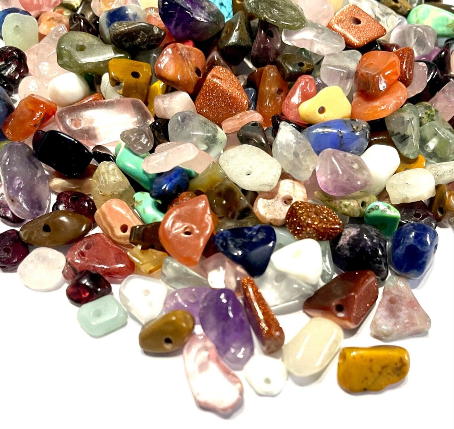 40gms Natural Semi Precious Gemstone with 1mm Hole Chips & Nuggets Size 6mm-12mm