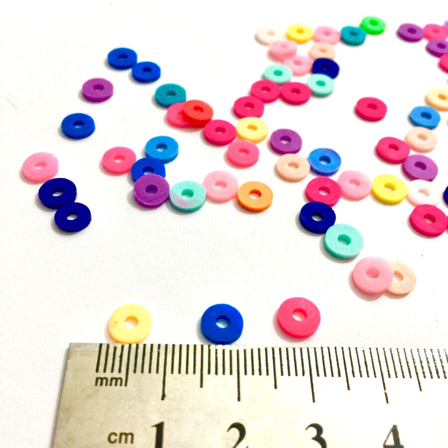 300x Flat Round Disc 6mm Polymer Spacer Beads