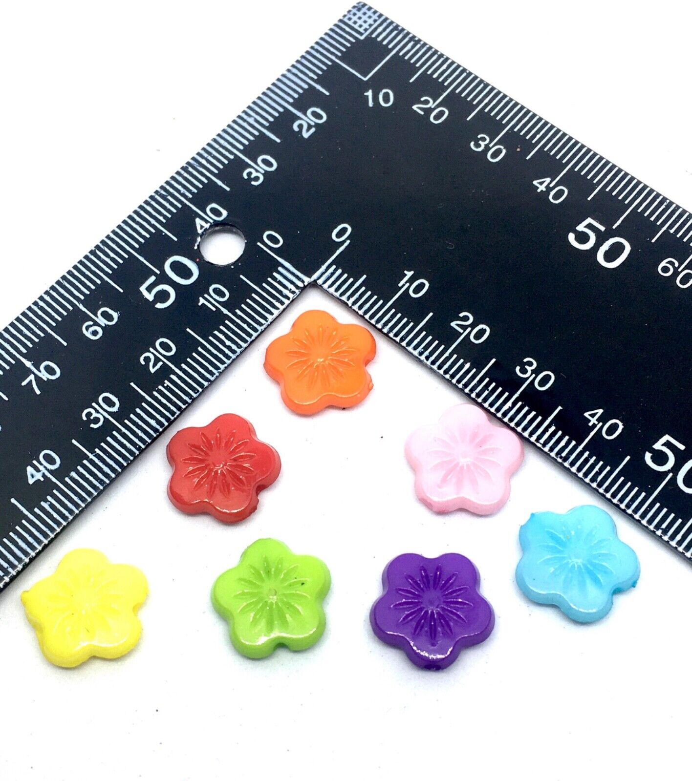 100x Multi Colour Big Flower 14mm Acrylic Beads