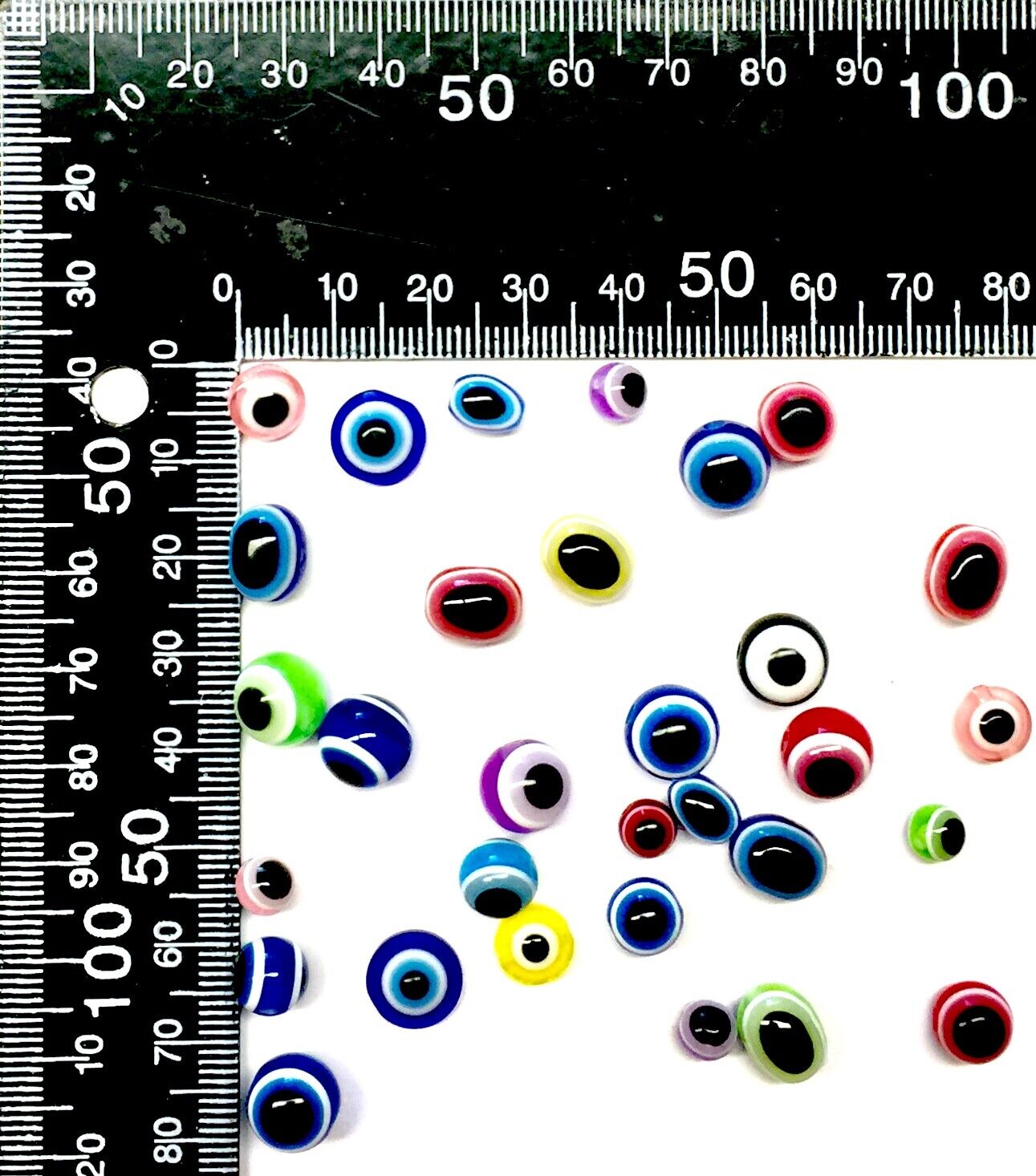 60 pcs Multi Colour Mix Sizes Round and Oval Evil Eye Resin Beads for Jewellery