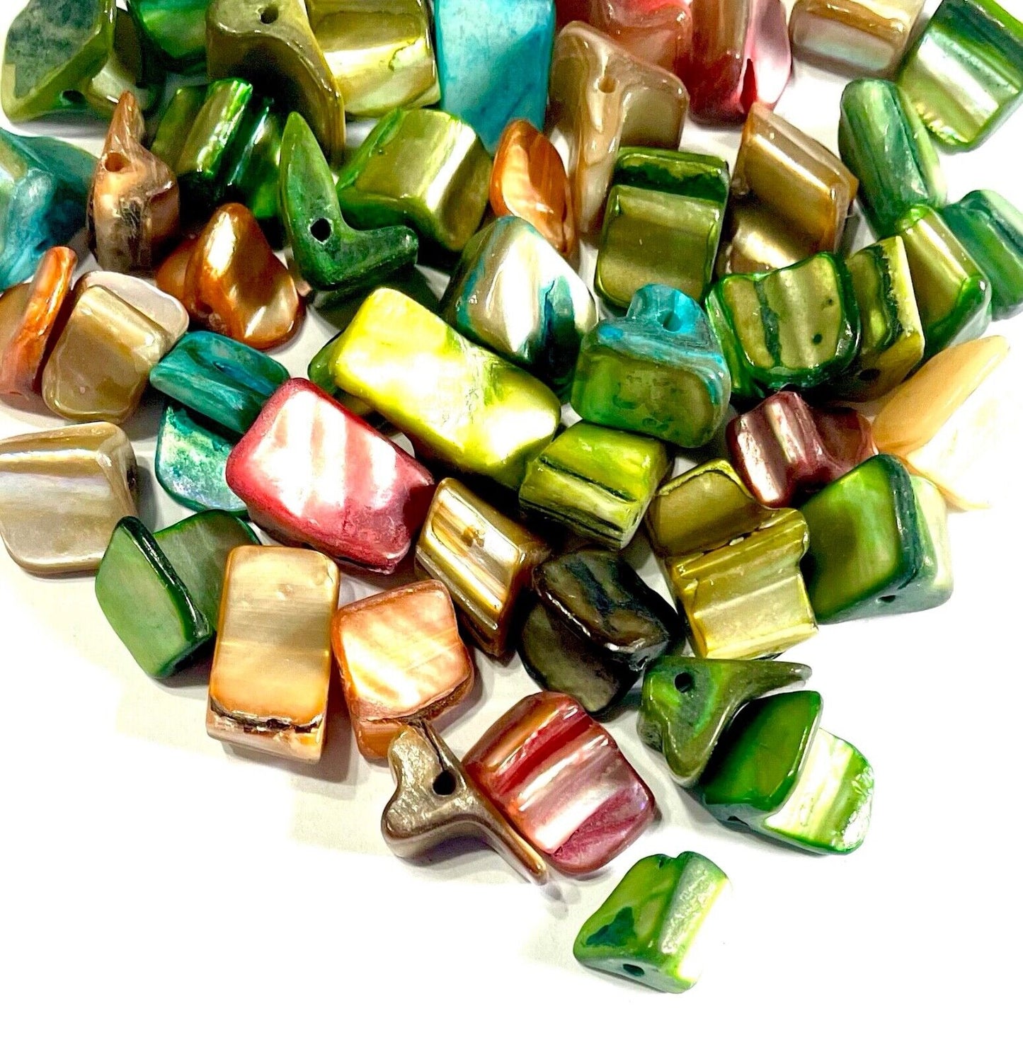 50pcs Multicolour MOP Natural Shell 6mm to 8mm Beads for Jewelry Crafting