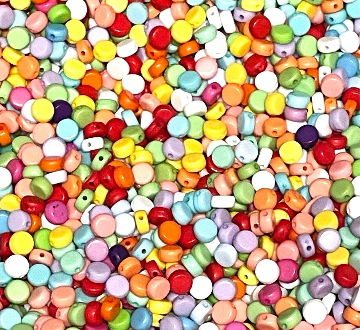 150x Multicolour 7mm x 4mm Flat Round Beads