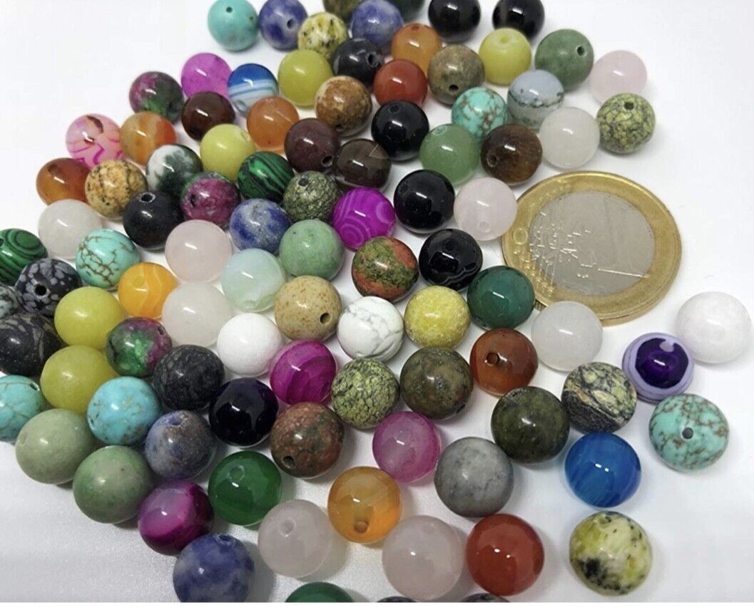 60 pcs Mixed Semi Precious Natural Stone 6mm Loose Beads