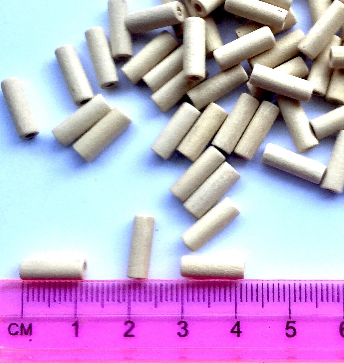 100x Natural Undyed Mocassin Wood 12mmx4mm Tube Beads for Crafts