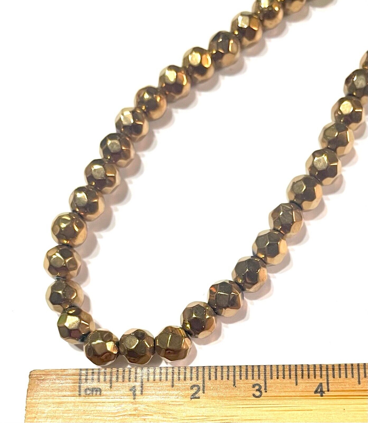 2x Strand Golden Bronze 6mm Faceted Round Glass Beads for Jewellery Making