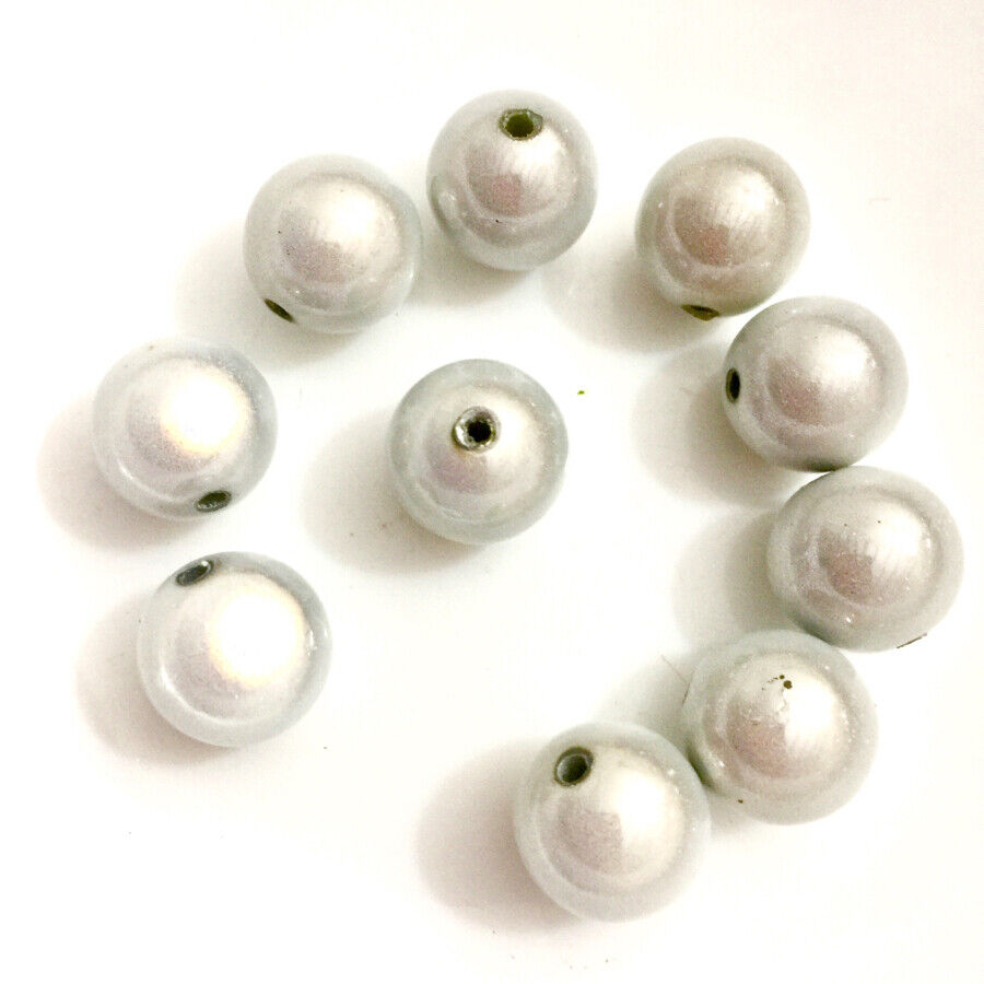 10x Silvery White 14mm Large Miracle Beads
