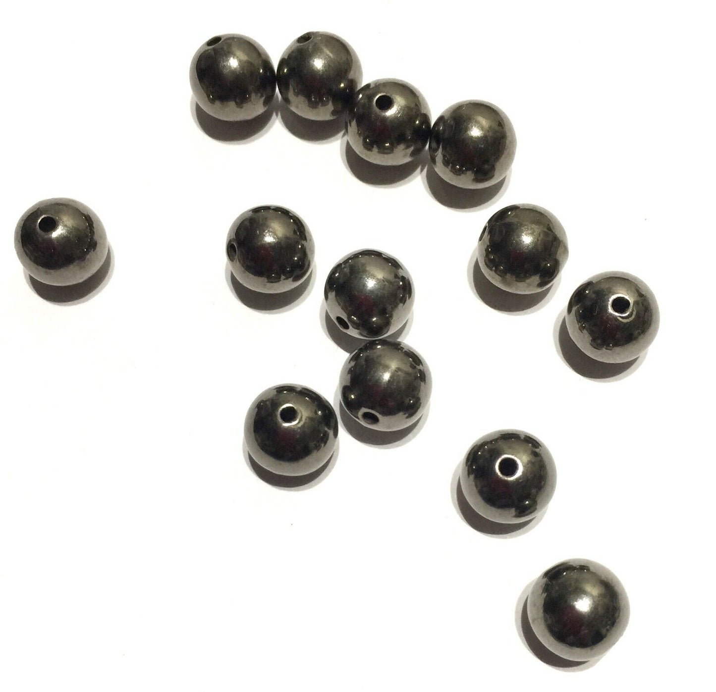 50x Gunmetal Plated 10mm Acrylic Beads for Jewellery Making