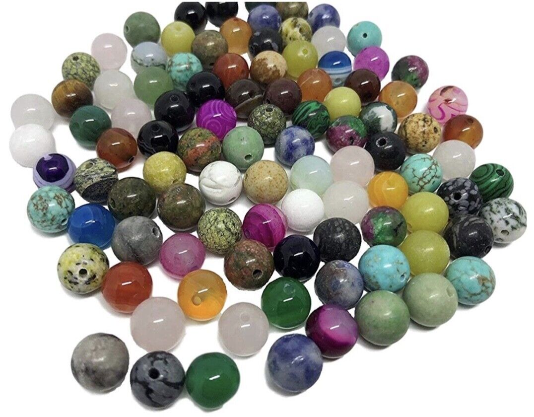 60 pcs Mixed Semi Precious Natural Stone 6mm Loose Beads