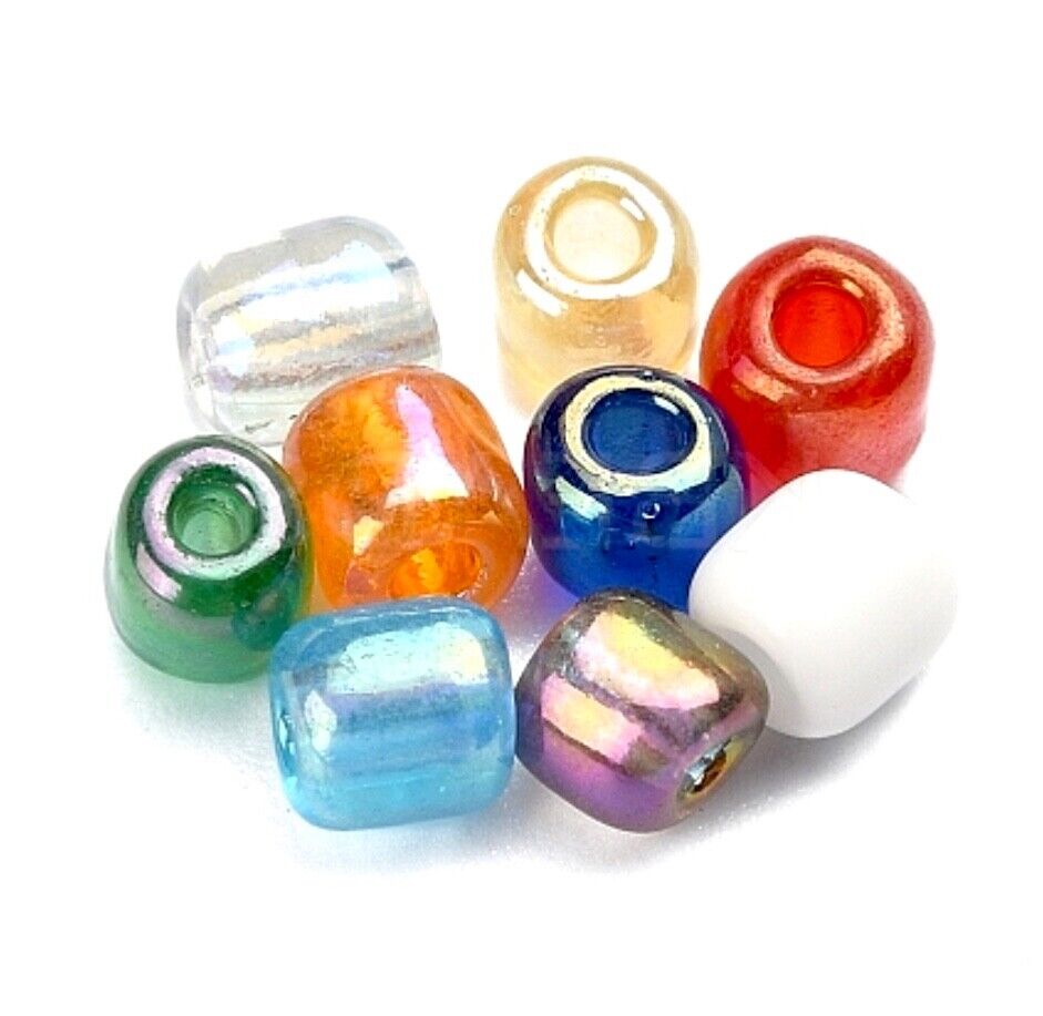 9x Colour 4mm 6/0 Glass Seed Beads with Shell Shape Storage