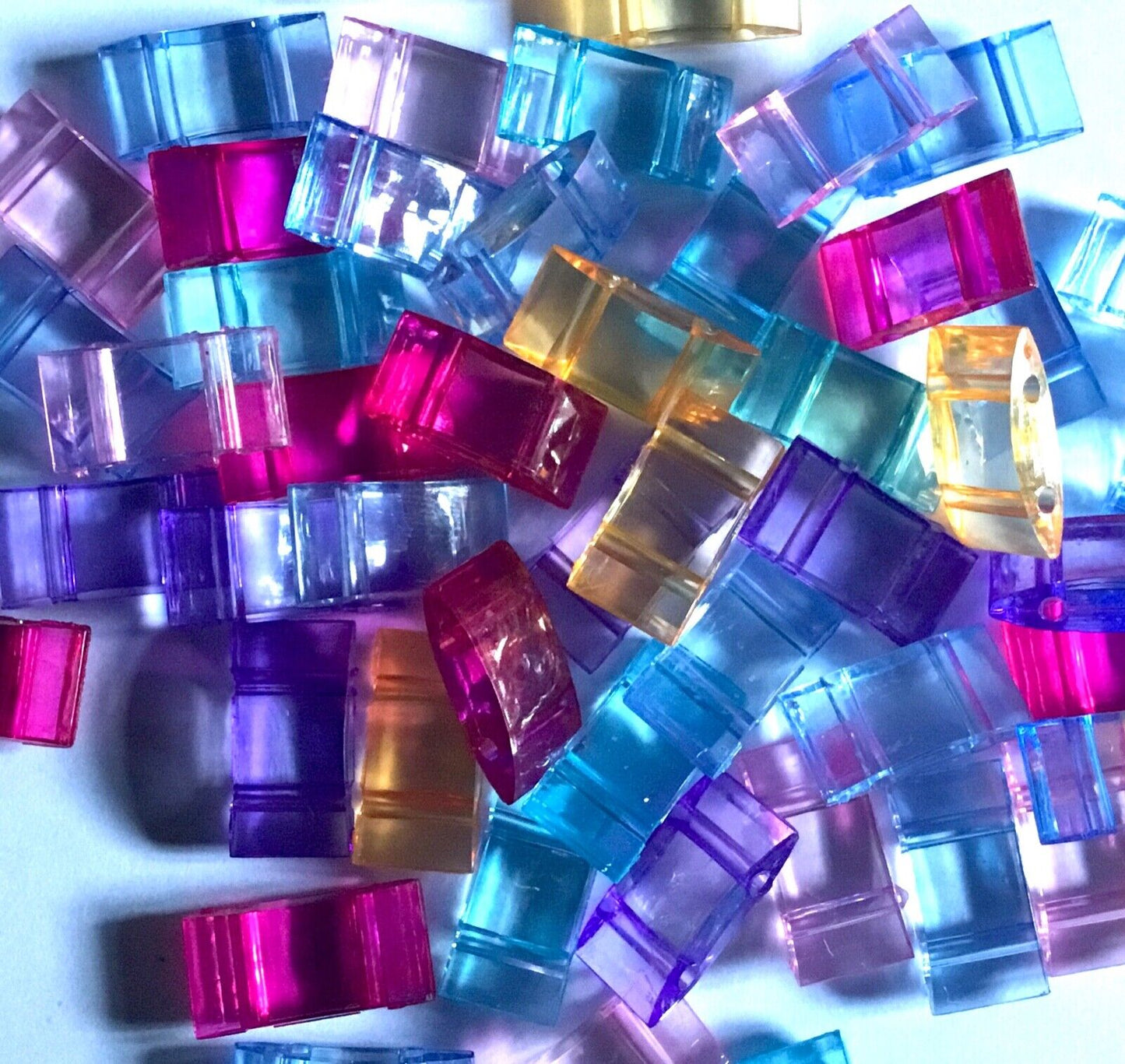 25 pcs Two Hole MultiColour Transparent Crystal Acrylic 17x9mm Carrier Beads
