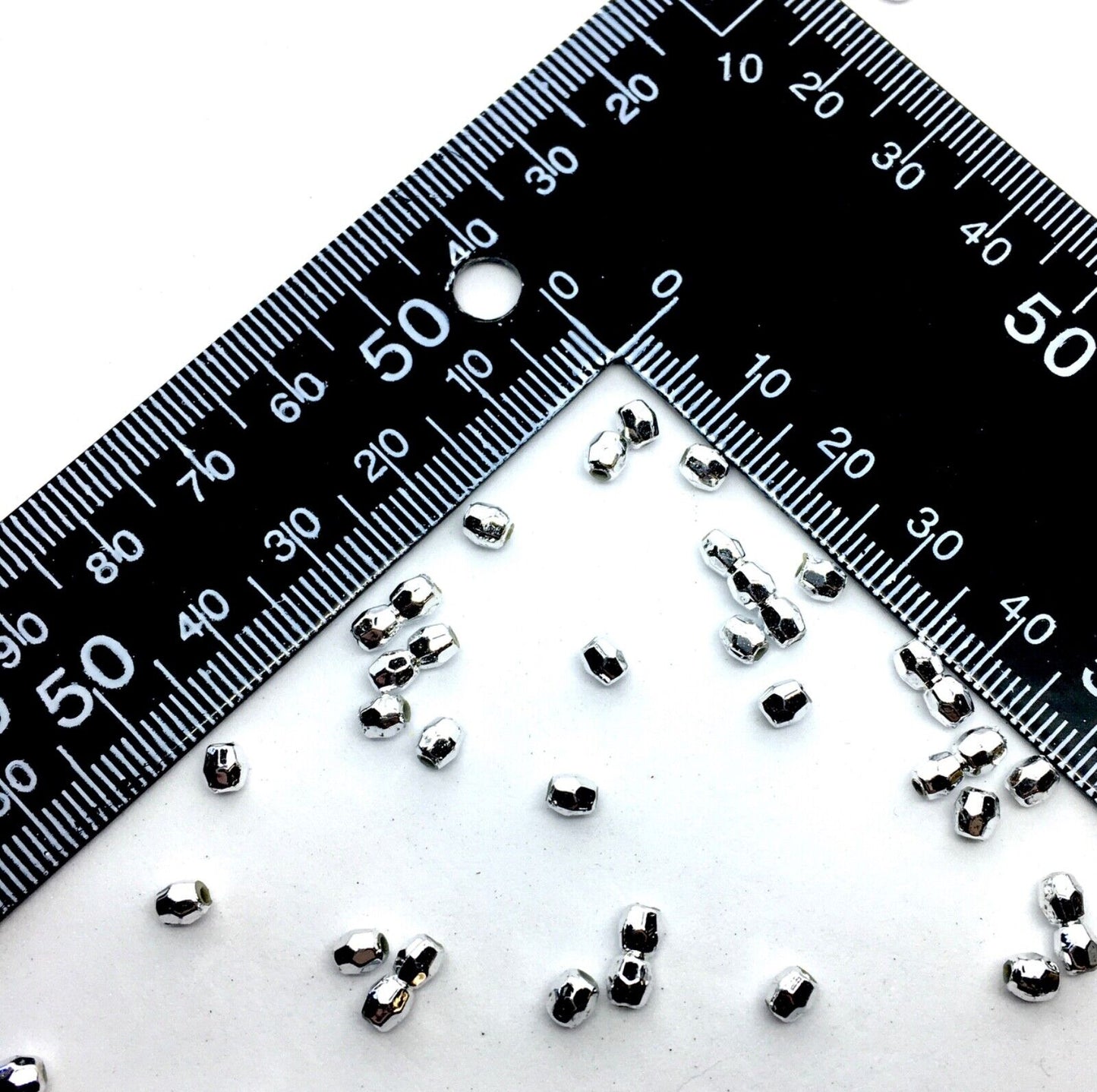 300x Silver Colour Faceted Hexagon 5mmx4mm Acrylic Spacer Beads