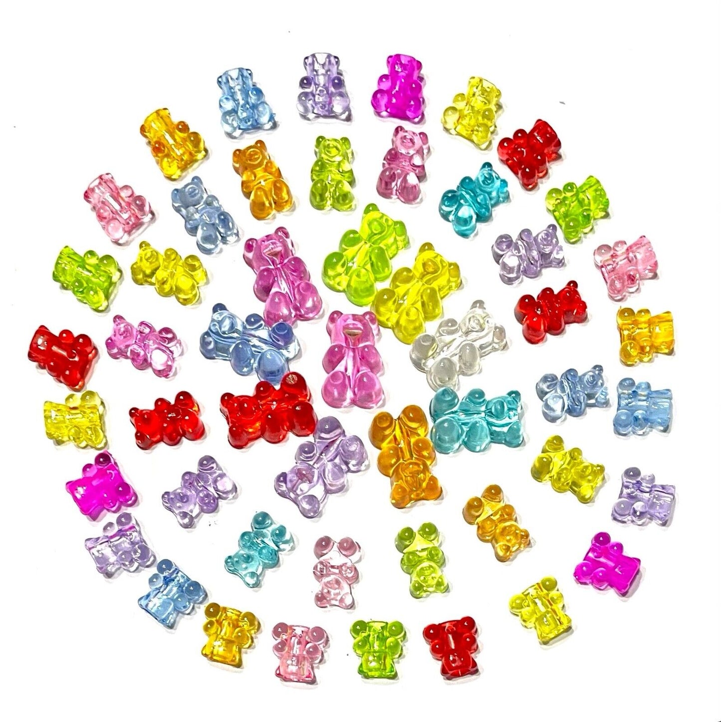 60pcs Mix Jelly Gummy Bears 10mm, 12mm & 16mm Charm Acrylic Beads