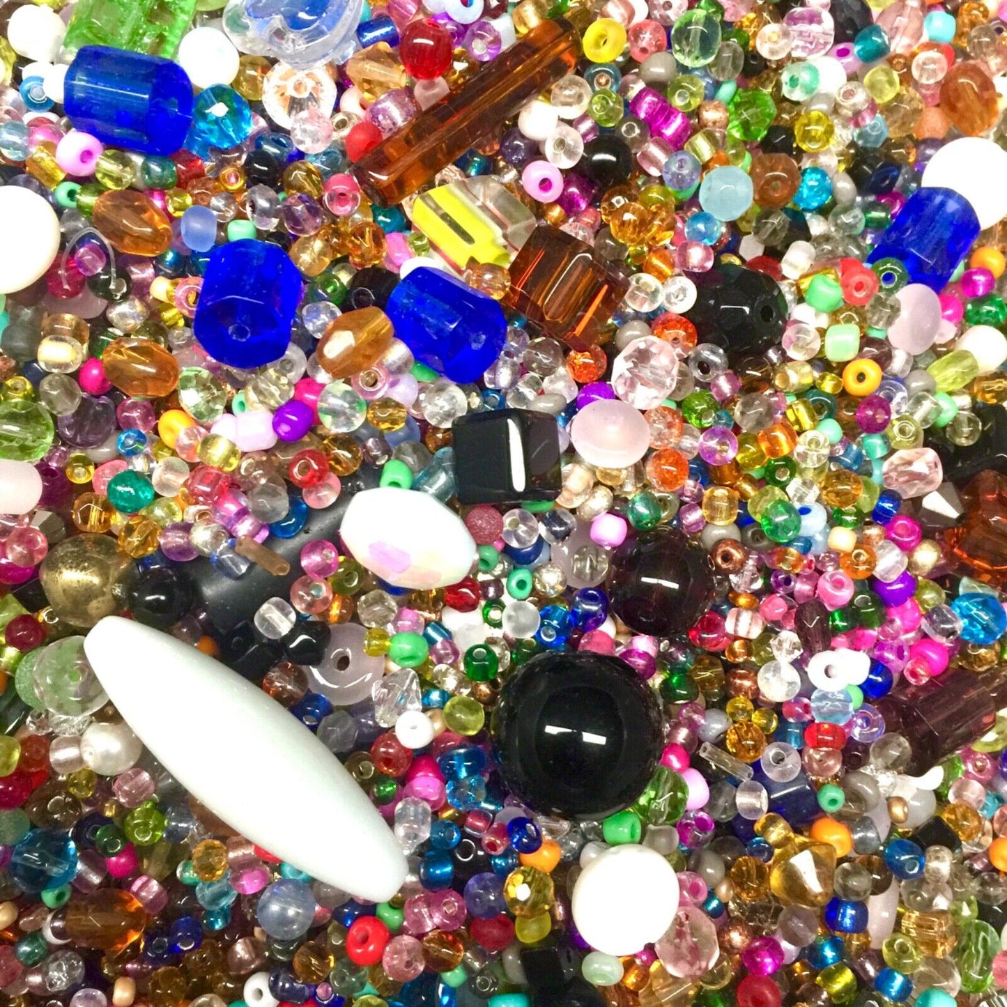 1 Pack of 200grams (over 1000pcs) 3mm-40mm Multi Colour Mix Shapes Glass Beads