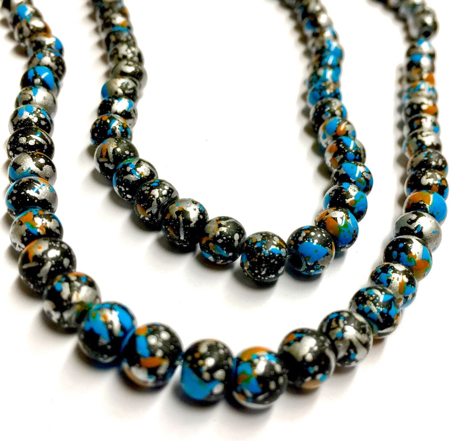 1x Strand 130pcs Round 6mm Multicoloured Glass Beads for Jewellery Making