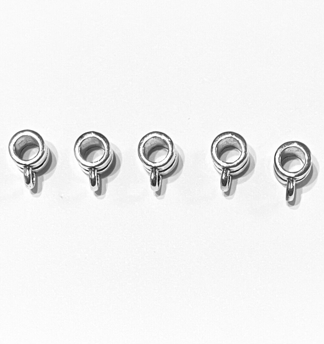 35x Silver Tone Metal Bail Charm Pendant Connector 8mmx6mm Beads