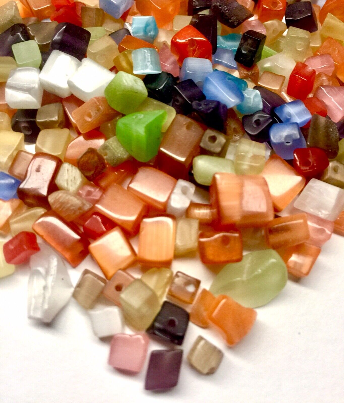 150 pcs Cats Eye Mix Colour Mix Sizes Nuggets Chips Glass Beads Jewellery Craft