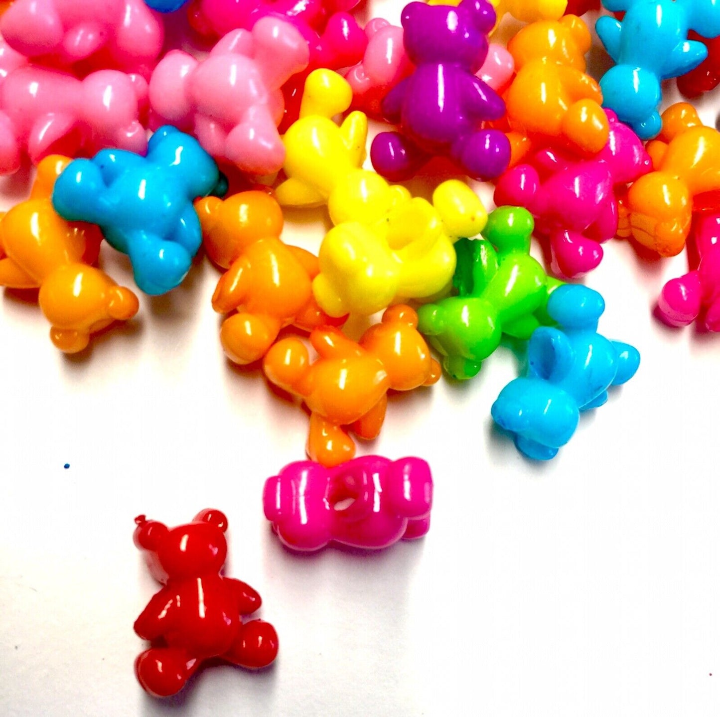 50x Mix Candy Coloured Cute Bear Design Charm13.5mm Acrylic Beads