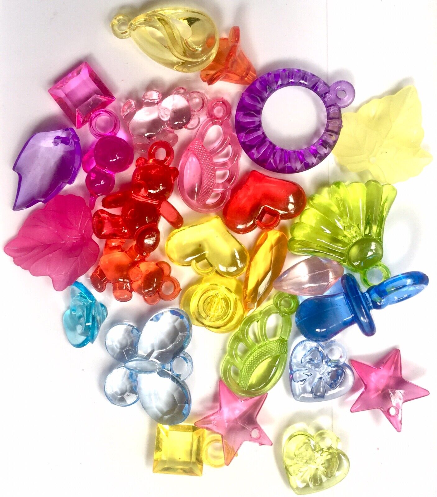 Over 300x Multicolour Transparent Crystal 4mm to 20mm Acrylic Beads and Charms