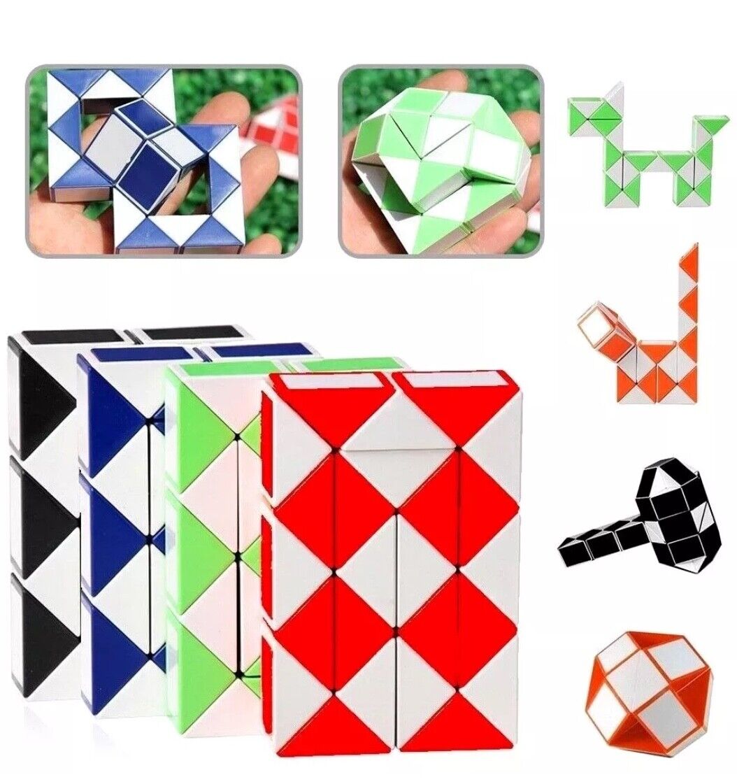 4x Mini Snake Magic Cube Puzzle Toy Stocking Fillers Party Favours