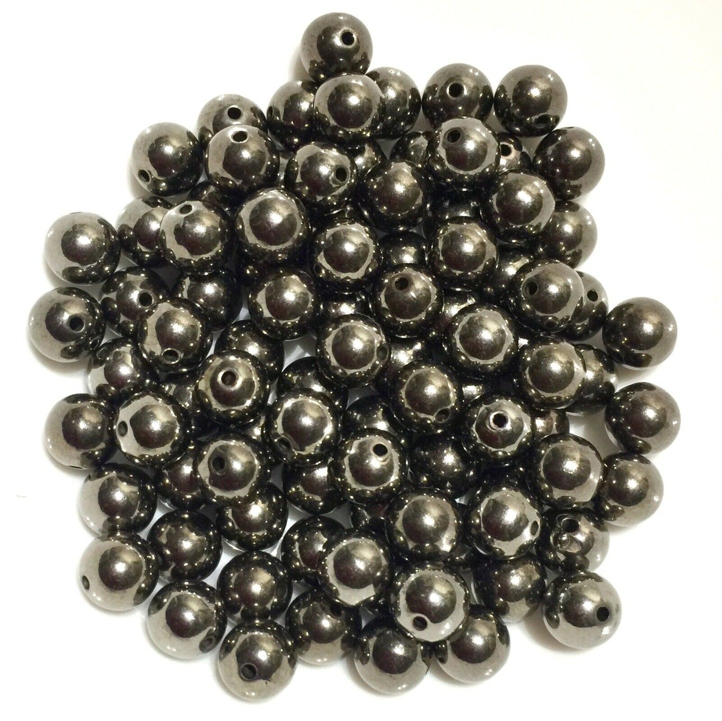 50x Gunmetal Plated 10mm Acrylic Beads for Jewellery Making