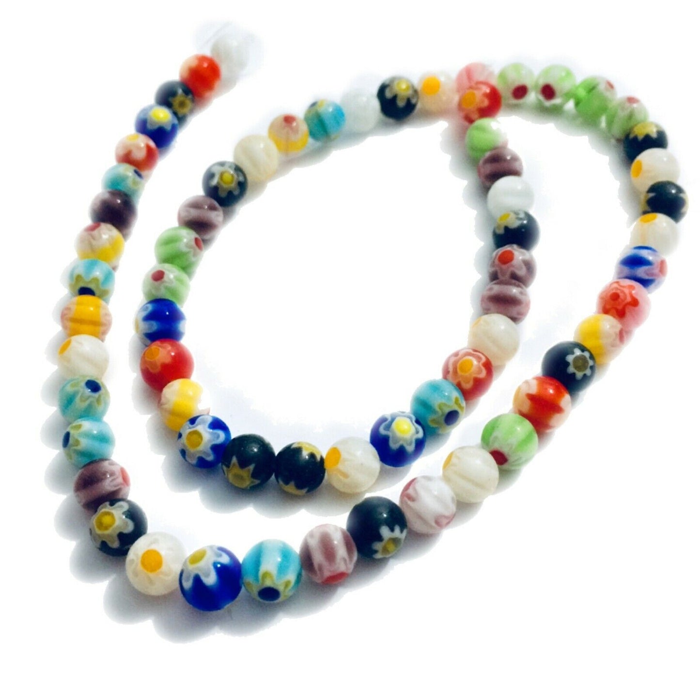 60pcs 1x Strand Mix Design Mix Colour 6mm Millefiori Glass Beads