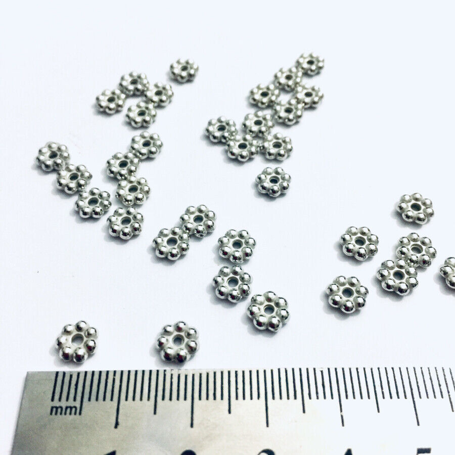 150x Silver 6mmx2mm Spacer Beads