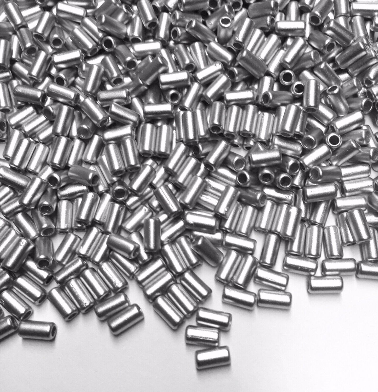 300pcs Matte Silver 6mmx3mm Small Tube Tubular Acrylic Beads
