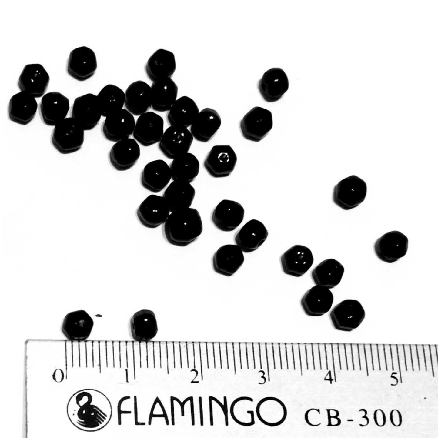 300x Black Hexagonal 4mm Glass Spacer Beads