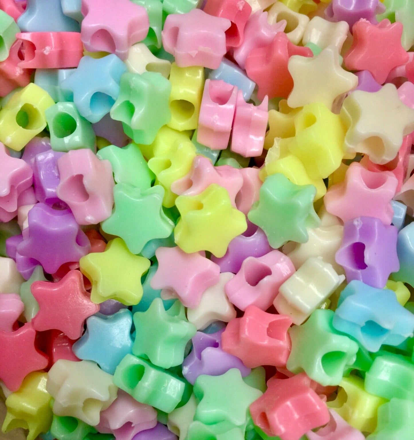 150 pcs Large Hole Pastel Colour Star Pony Beads