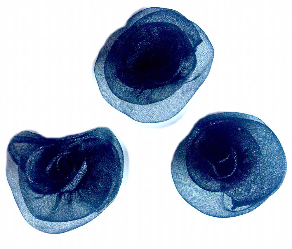 4x Handmade Large 50mm Organza Rose Flower Decor Applique