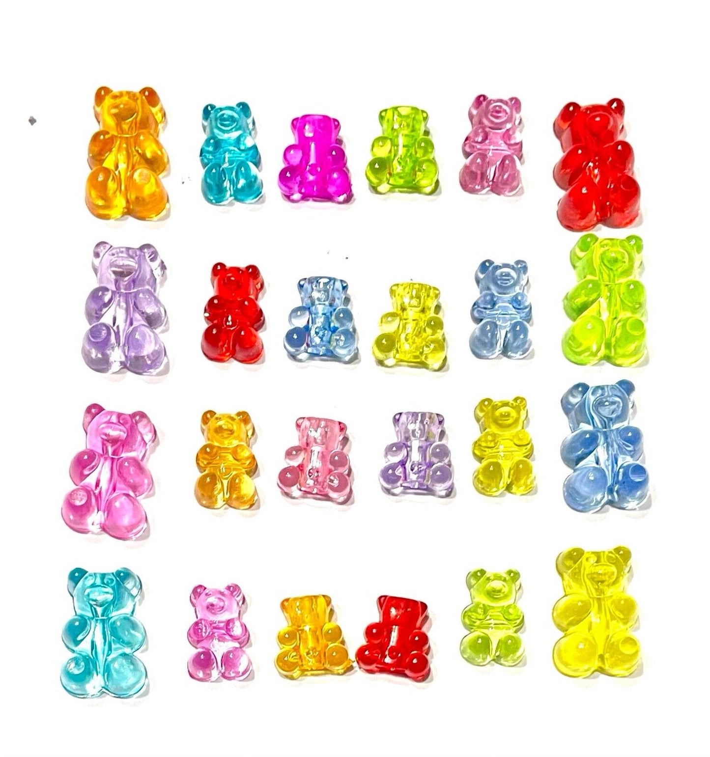 60pcs Mix Jelly Gummy Bears 10mm, 12mm & 16mm Charm Acrylic Beads