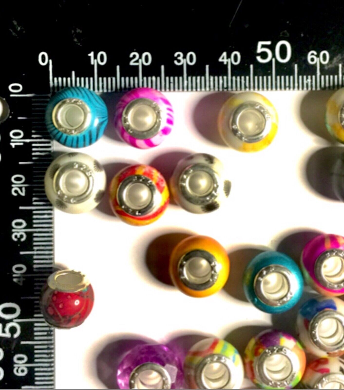 25x Mix Resin and Acrylic Mix Design Multicolour European Large Hole Beads