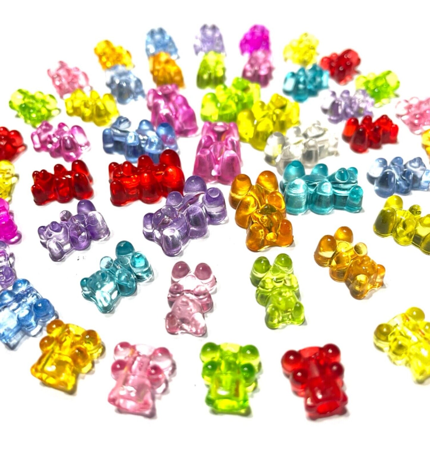 60pcs Mix Jelly Gummy Bears 10mm, 12mm & 16mm Charm Acrylic Beads