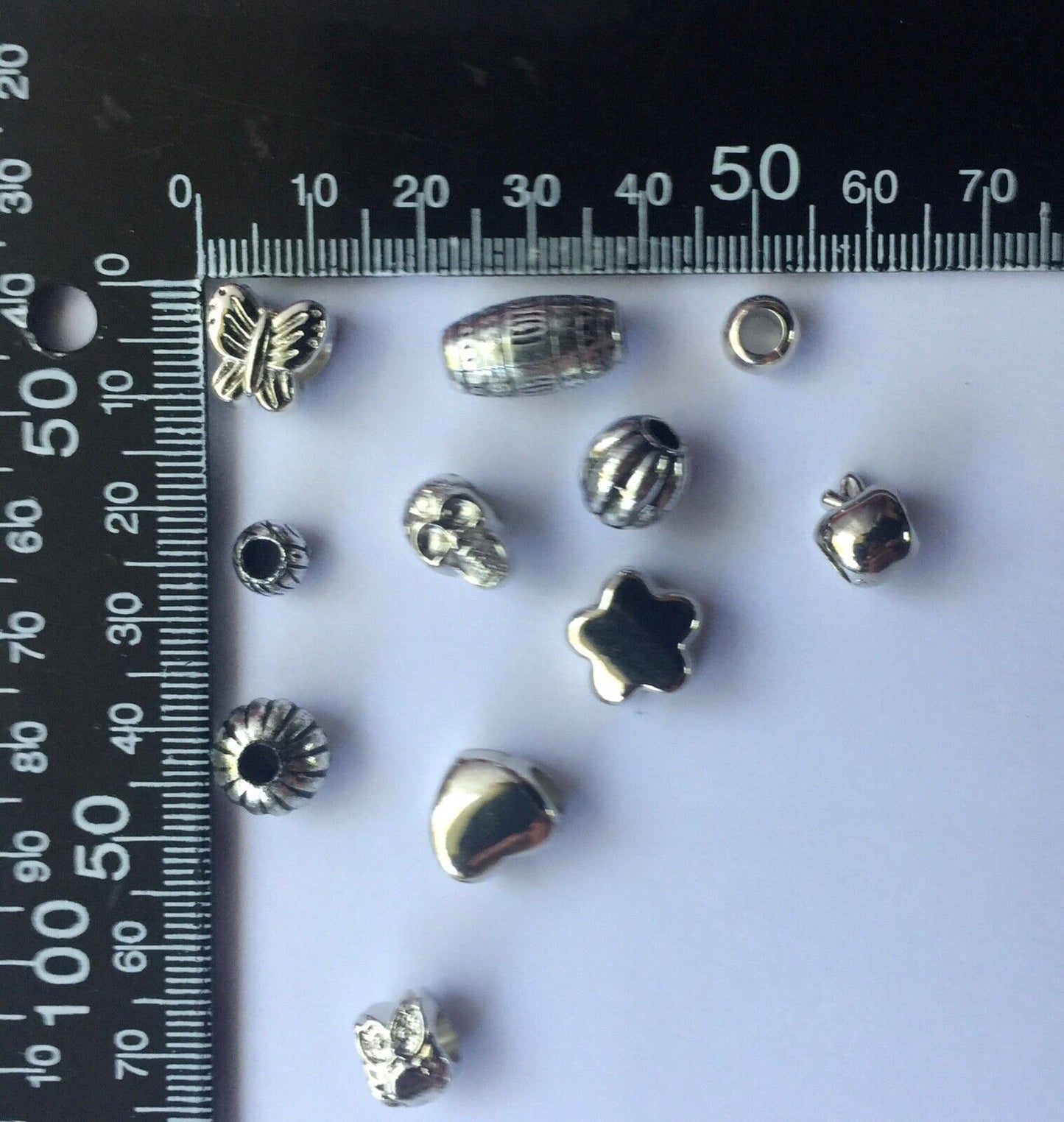 55x Silver & Antique Silver European Style Large Hole Acrylic Beads