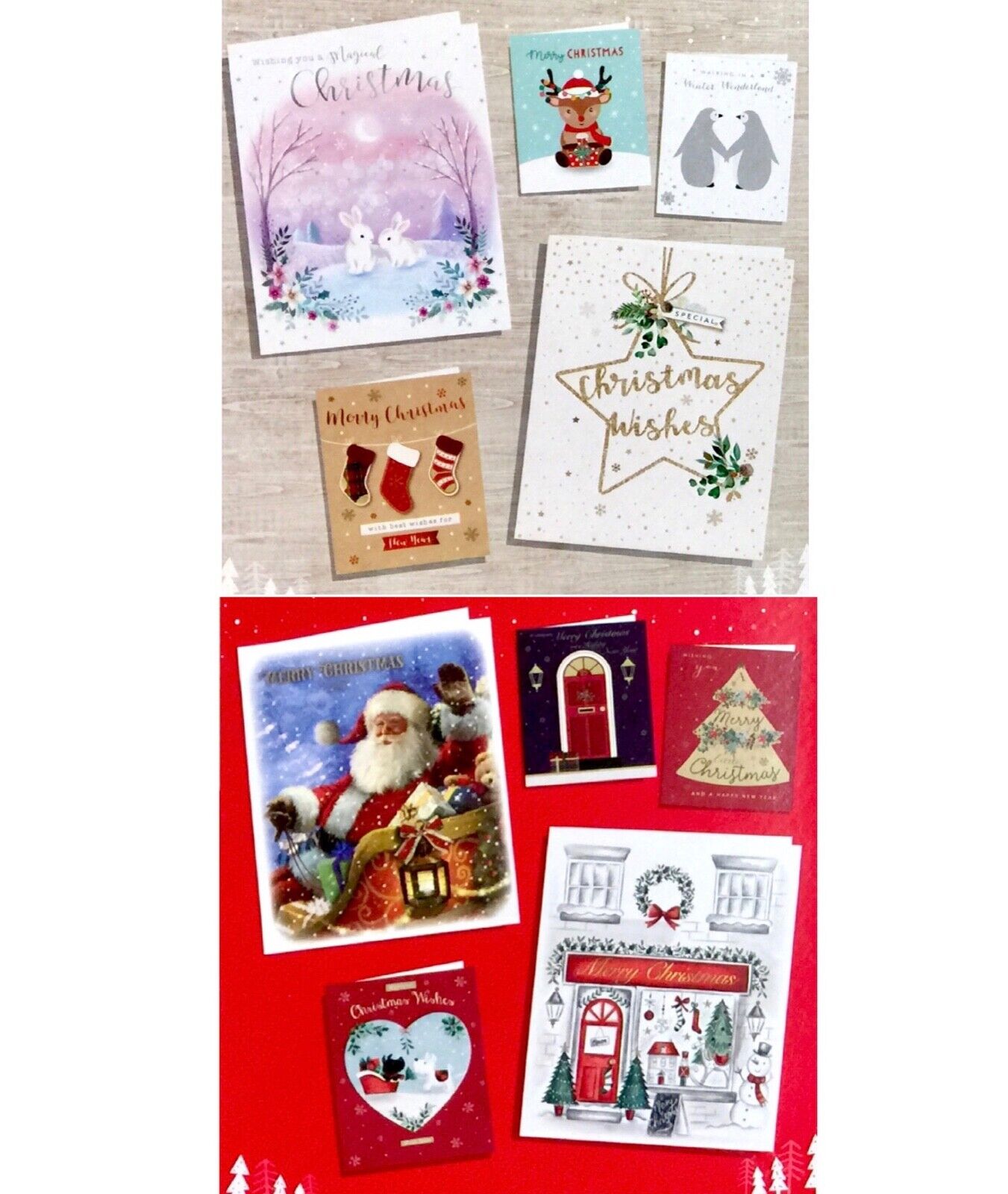 Pack of 10 Christmas Noel Holiday Design Theme Greeting Cards